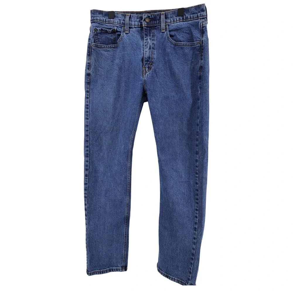 Levis 505 Regular Fit Straight Jeans Stretch Denim Blue Full Length Mens 33x32